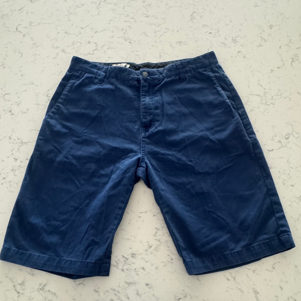 Volcom Chino Shorts Mens 33 Navy Blue Skater Embroidered Stone Logo
